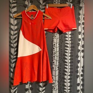 Adidas Stella McCartney Red Tennis Dress and Shorts Set